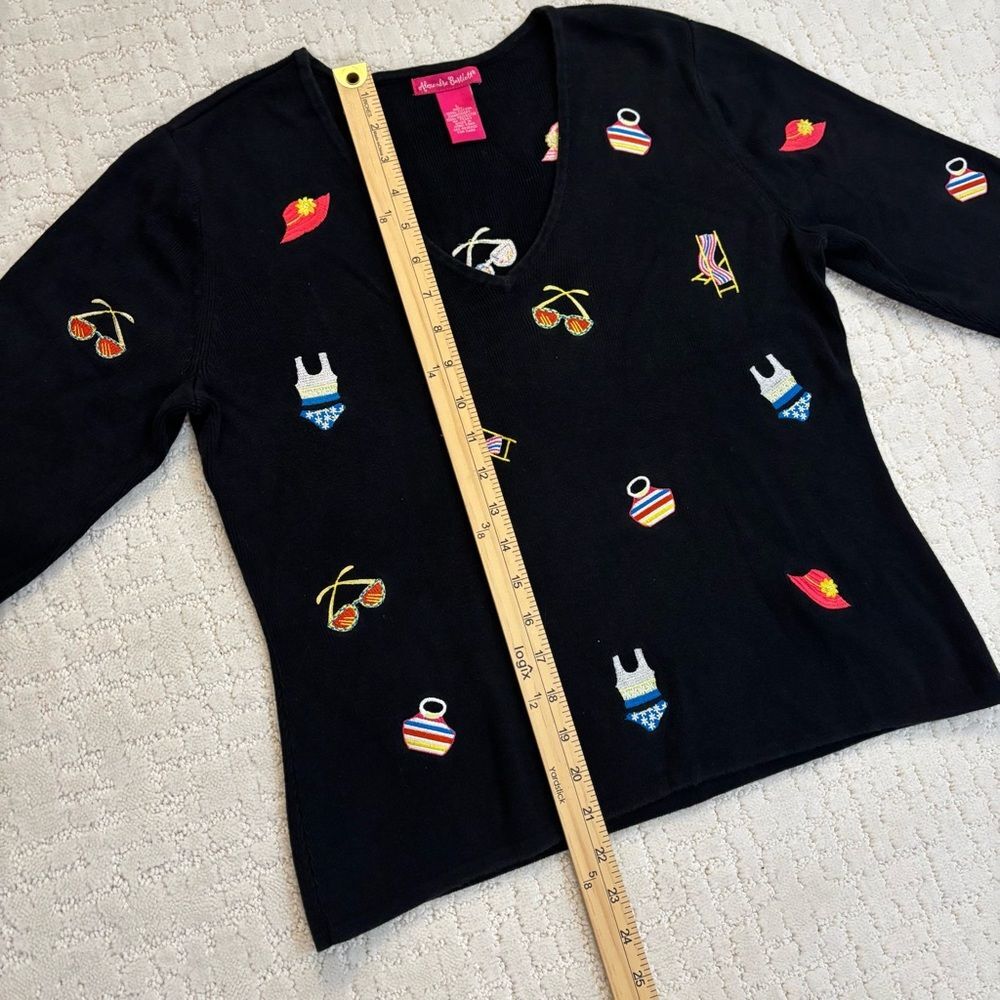 Vintage Alexandra Bartlett Sweater Women's Sz L Black Summer Beach Preppy Casual - Picture 10 of 12